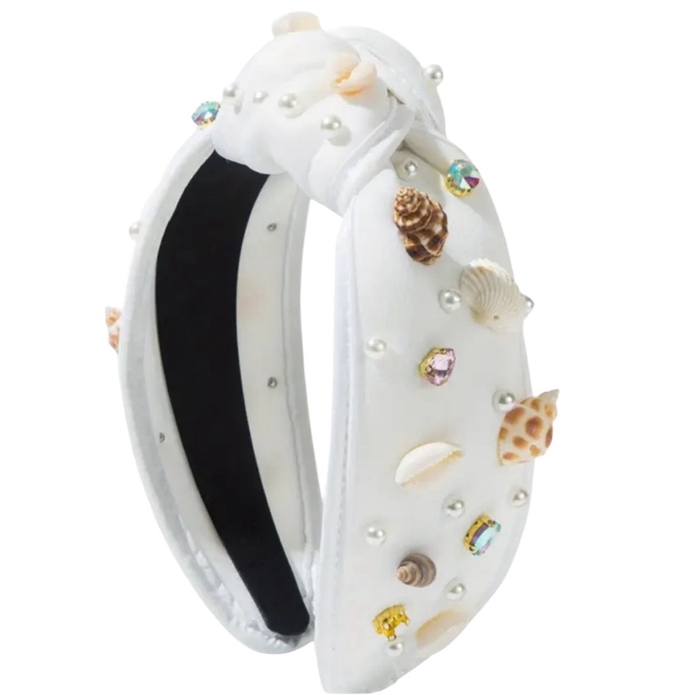 White Seashell & Rhinestone Embellished Headband